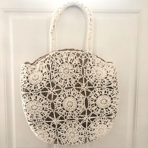 BEACHGOLD Boho Straw Crochet Round Shoulder Bag Anthro